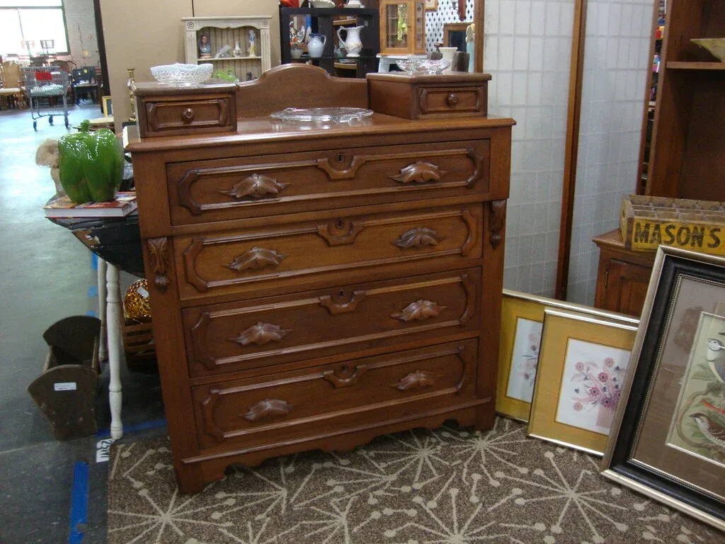 Antique carved wooden dresser
