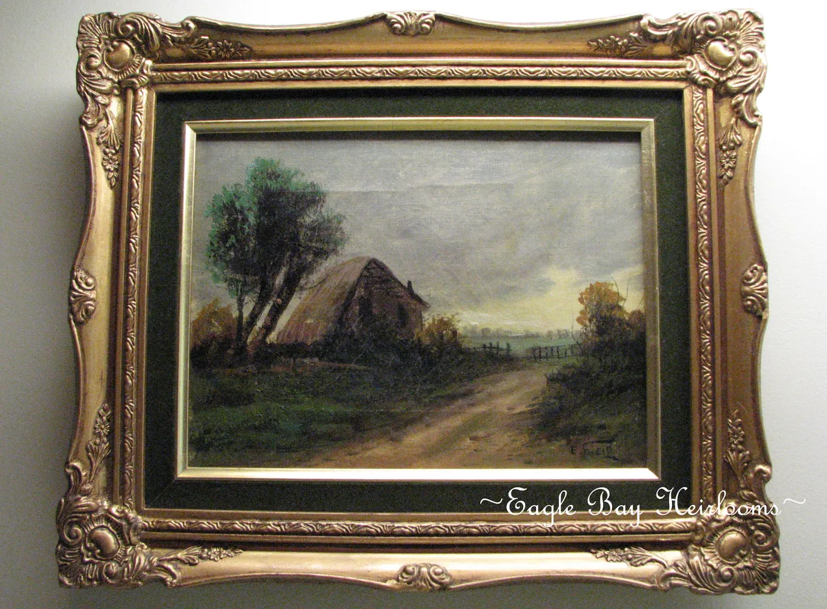 Gilt-framed antique oil painting