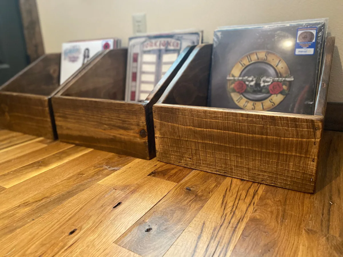 Crate of vinyl records